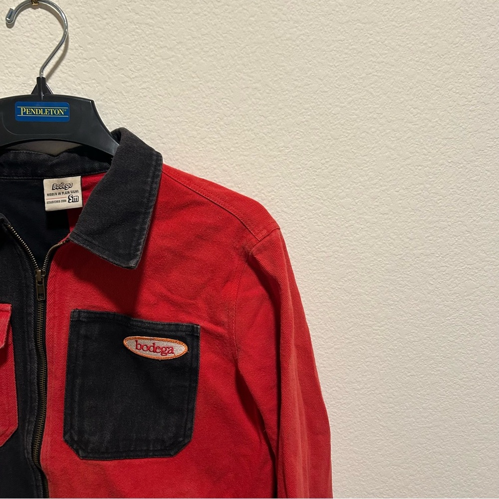 Bodega Gradient Patchwork Denim Work / Trucker Zi… - image 3